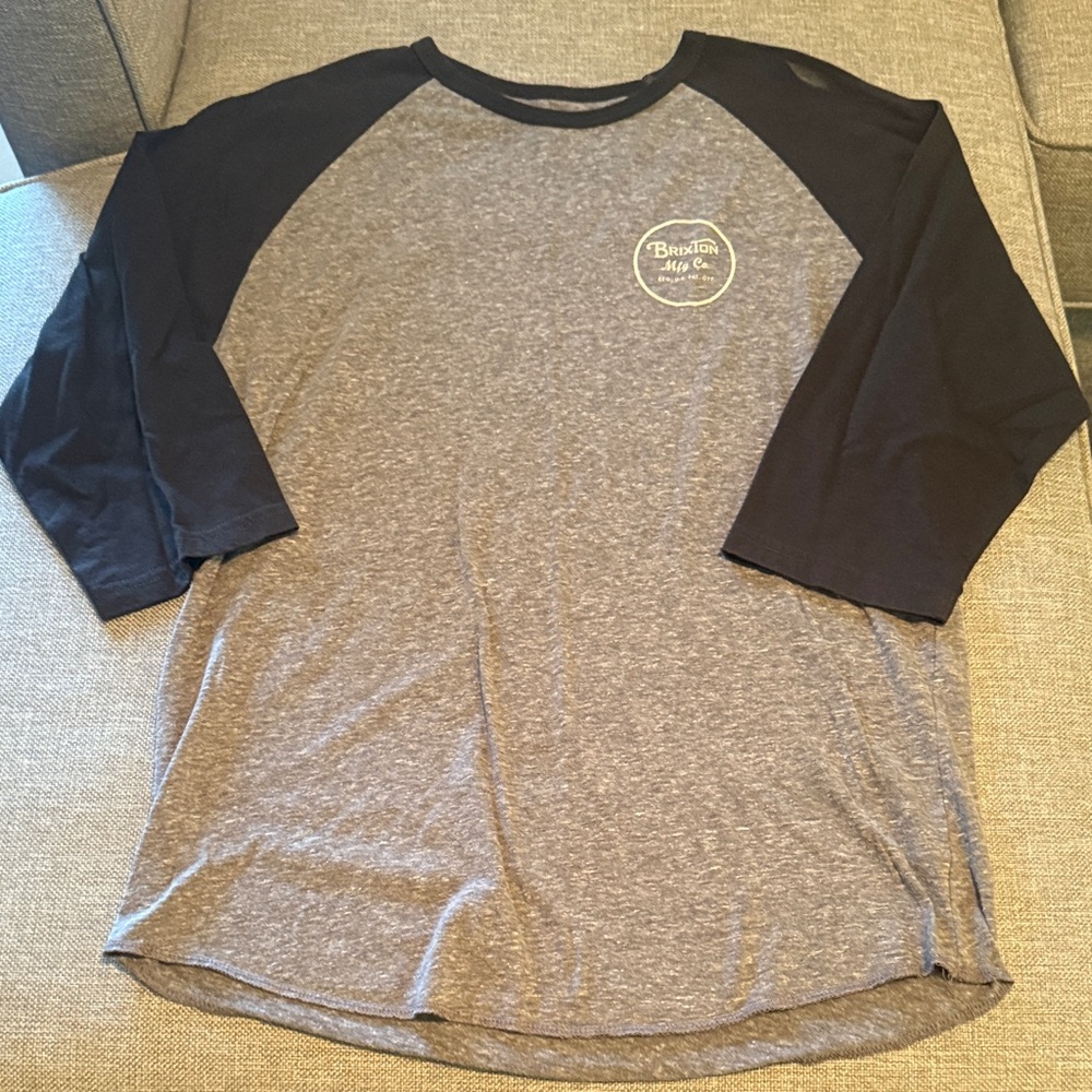 Brixton Charcoal and Black Raglan Long Sleeve Tee